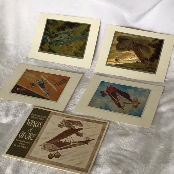 WINGS OF GLORY AIRCRAFT PRINTS SET OF 4-Aces of WW1 - Picture 1 of 16